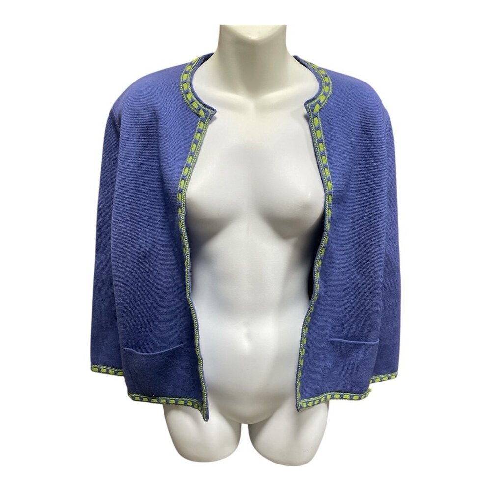 Made In Italy Kimberly Purple 100% Wool Open Cardigan Sweater Blazer Jacket 12